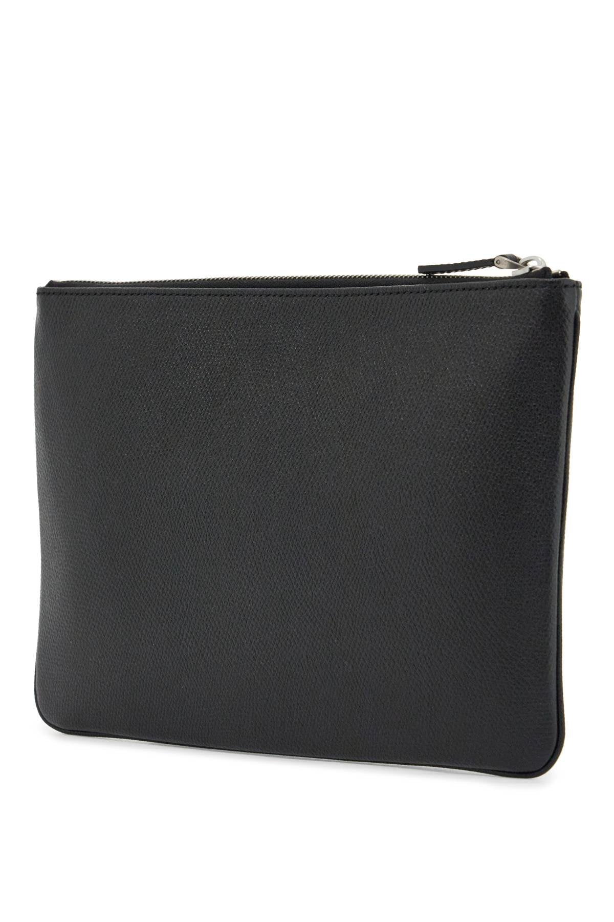 Valentino Garavani black leather minimalist pouch with zip