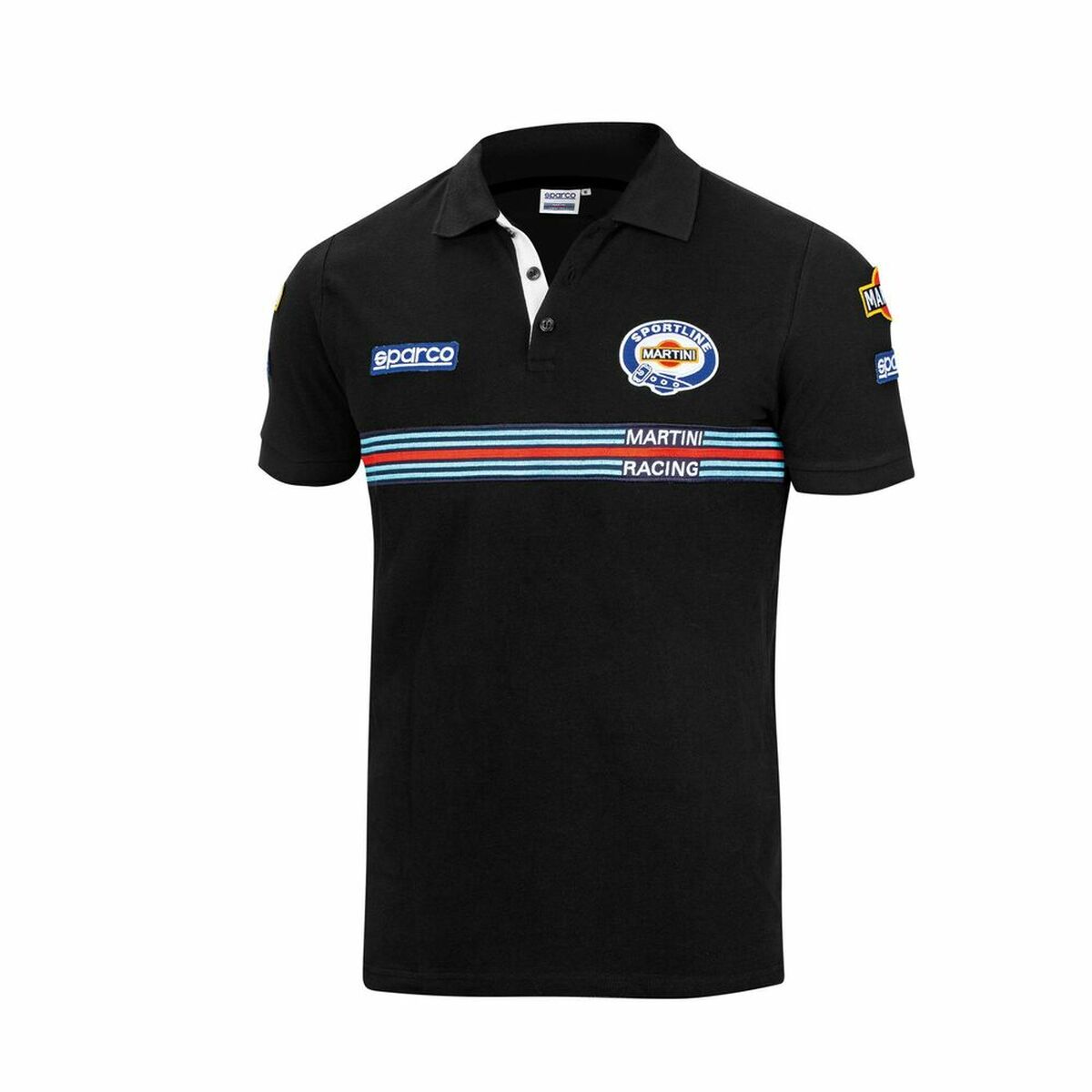 Men’s Short Sleeve Polo Shirt Sparco Martini Racing Black Size XL