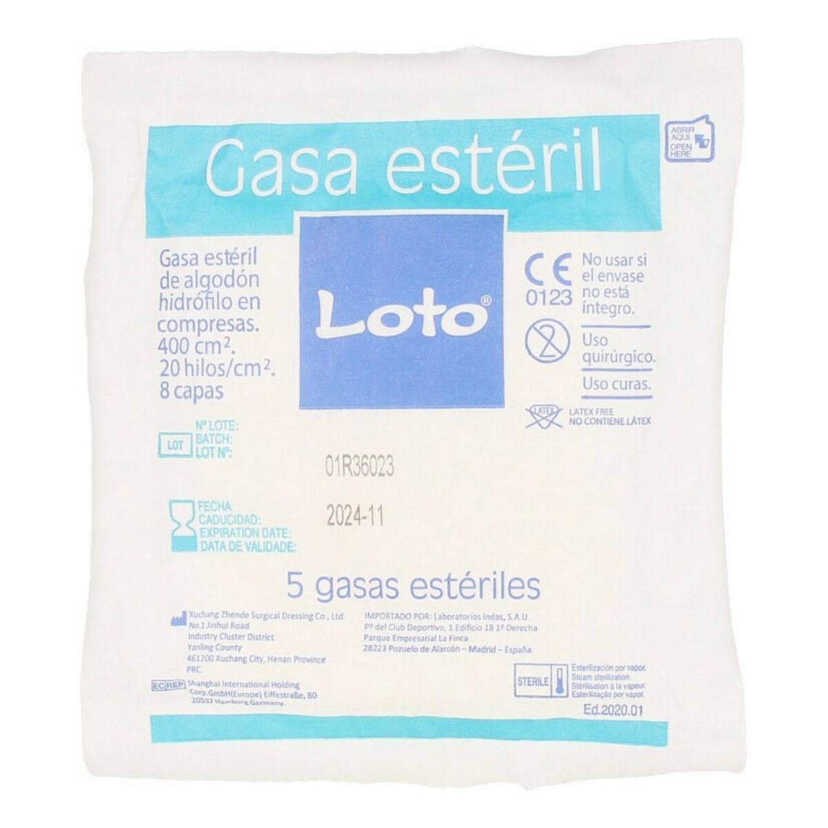 Sterilized Gauze Indasec 307-0150 100% cotton