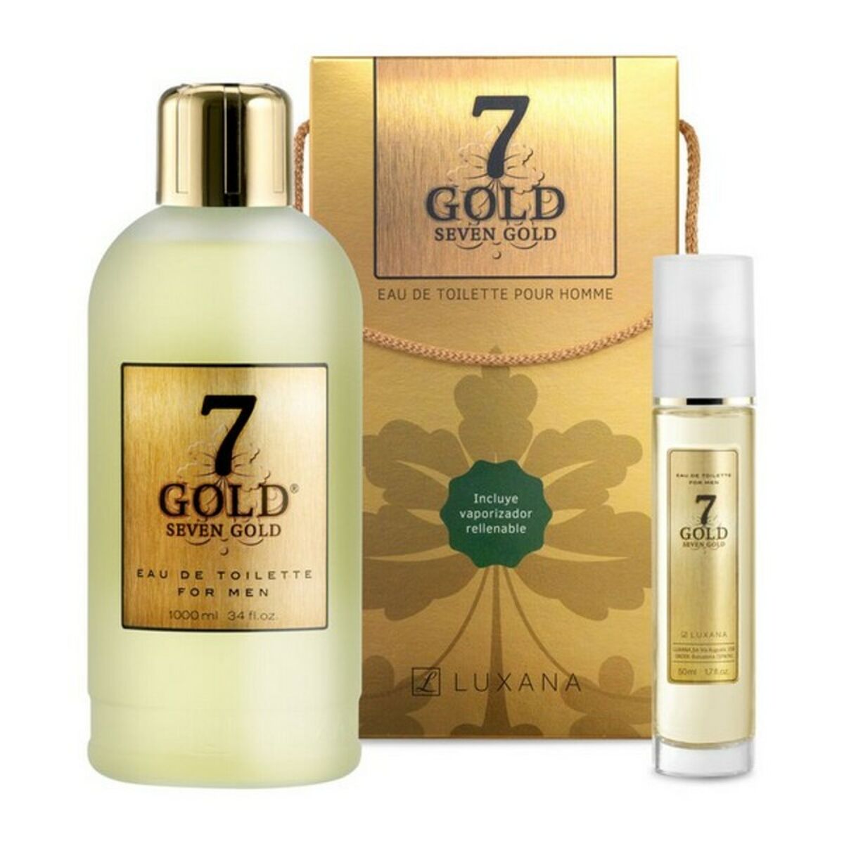 Men's Perfume Set Luxana SEVEN GOLD EDT 2 Pieces