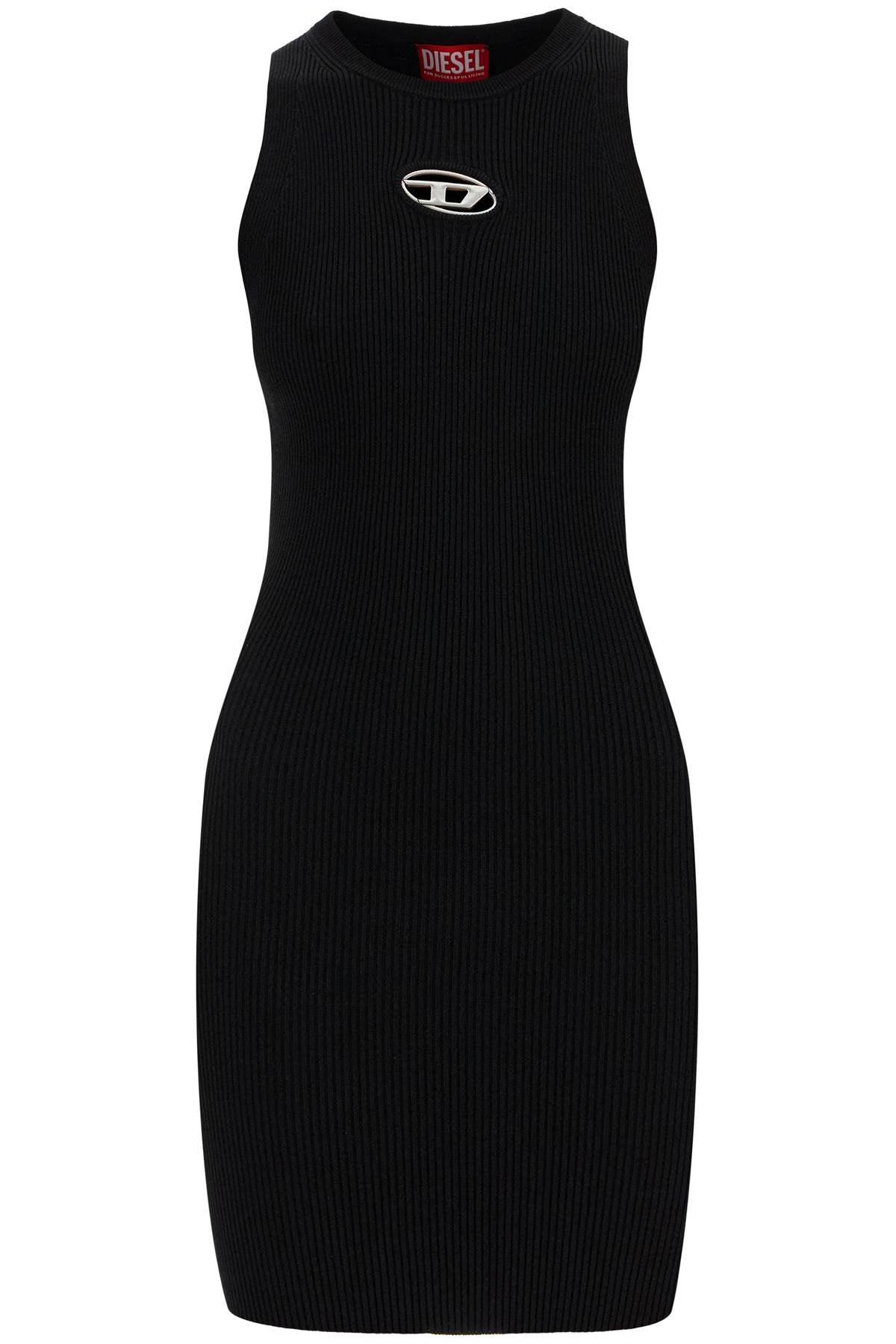 Diesel black ribbed viscose dress with wide neckline