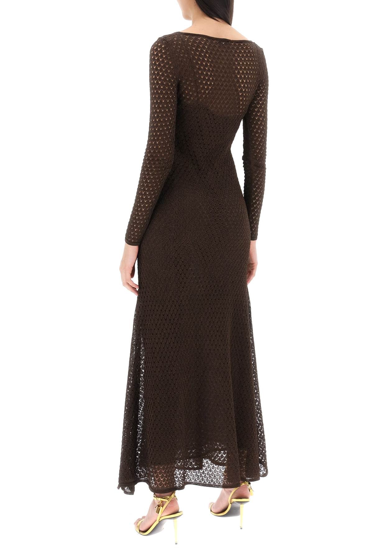 Tom Ford long knitted lurex perforated dress