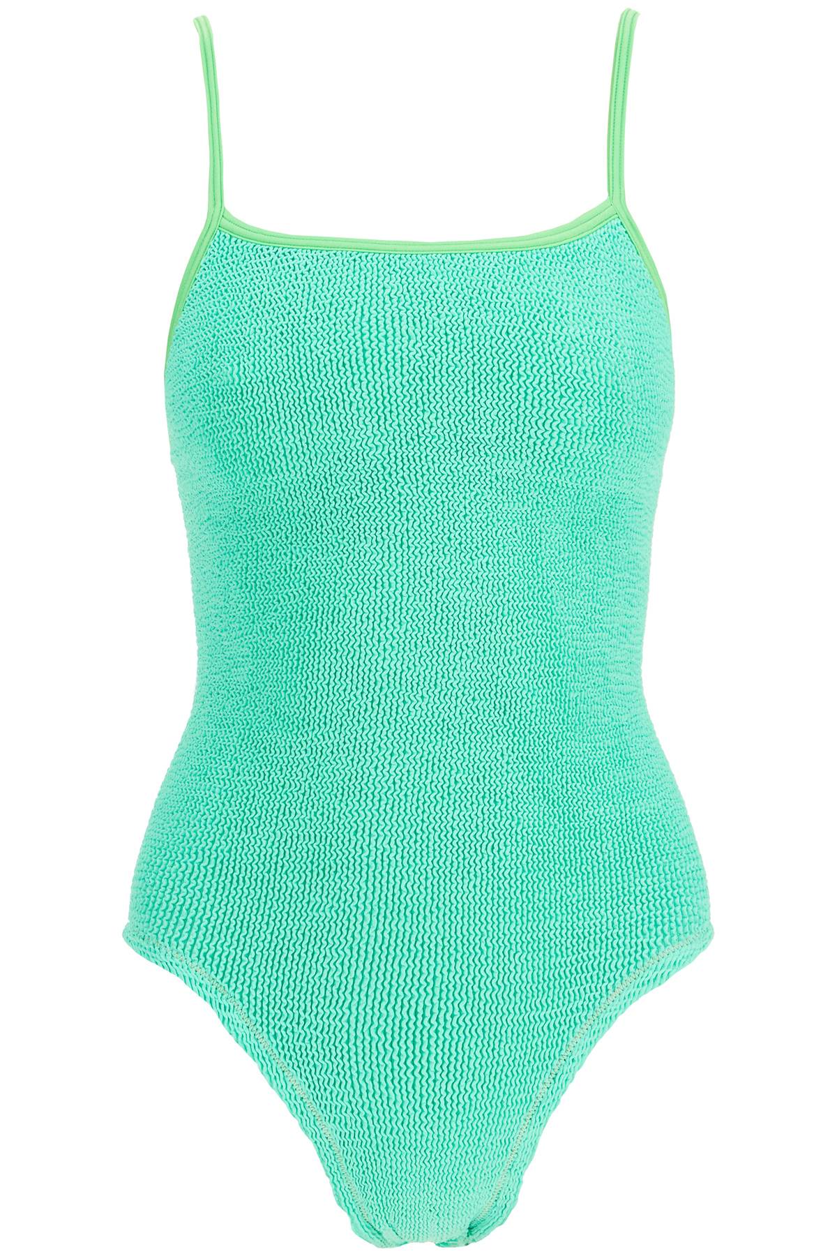 Reina Olga high-waisted neon green one-piece swimsuit with adjustable straps