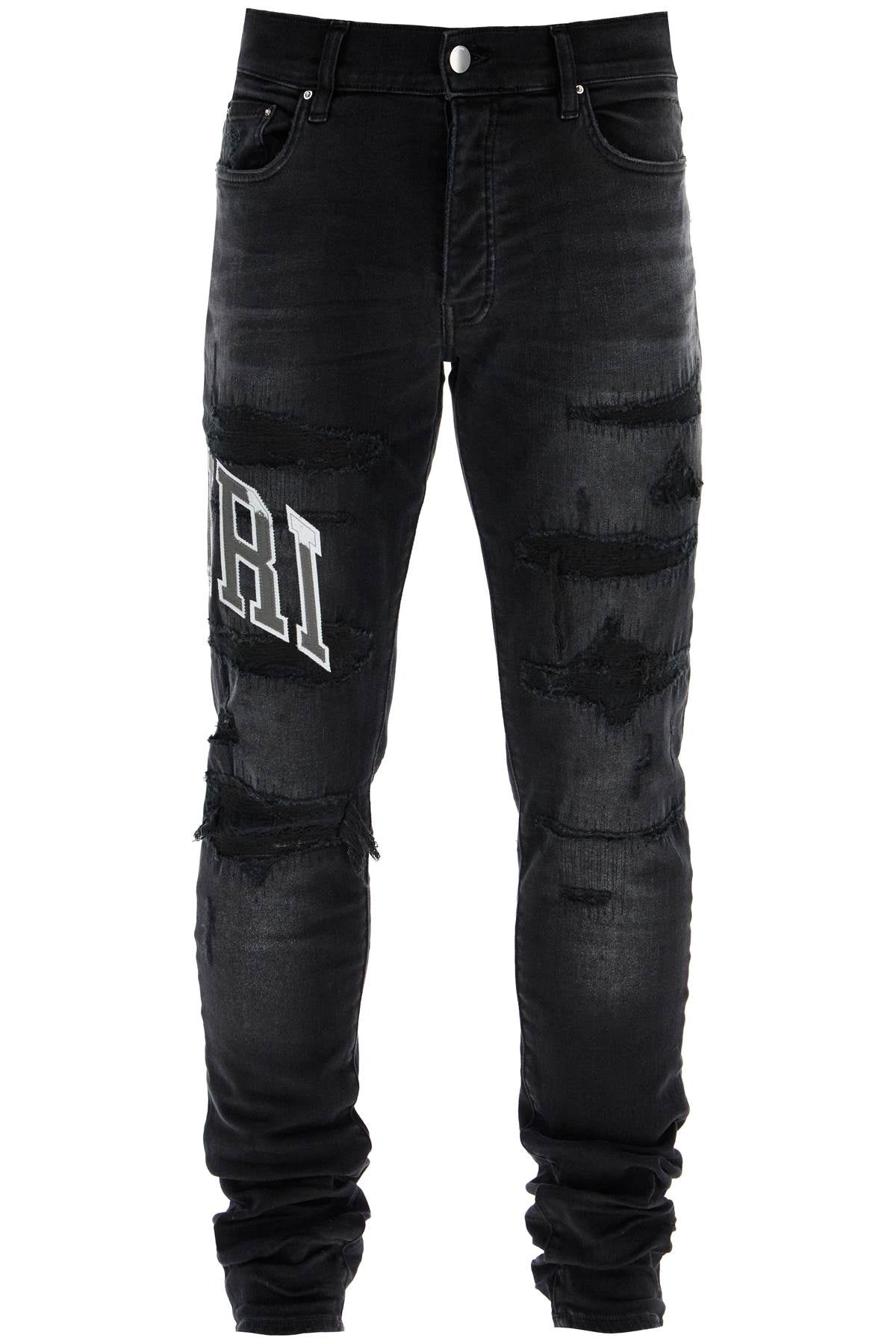 Amiri skinny jeans with varsity logo