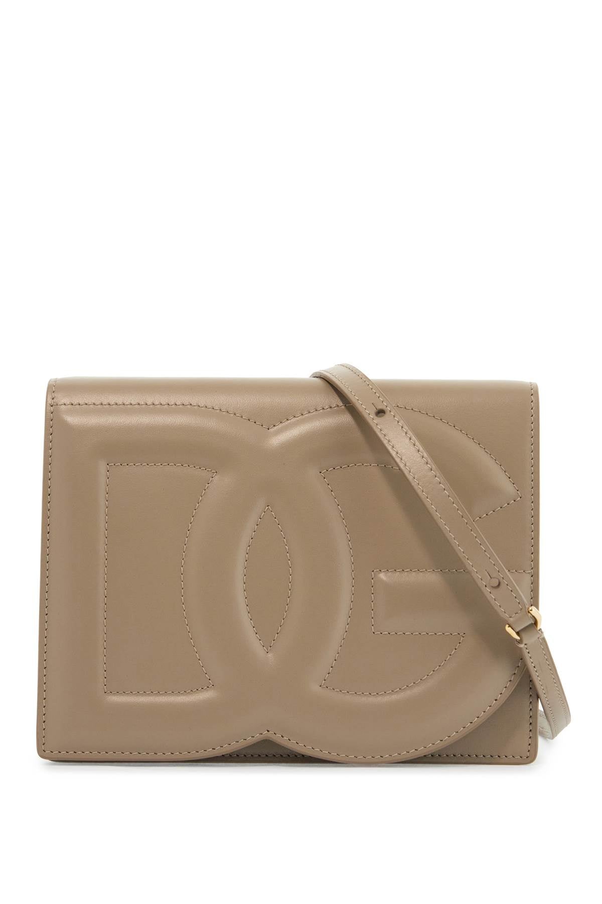 Dolce & Gabbana taupe calfskin crossbody bag with adjustable strap