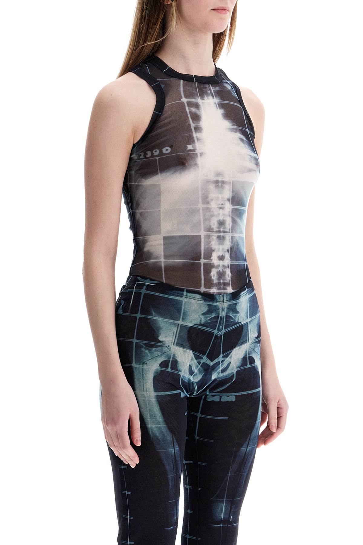 JEAN PAUL GAULTIER body in black polyamide with x-ray print