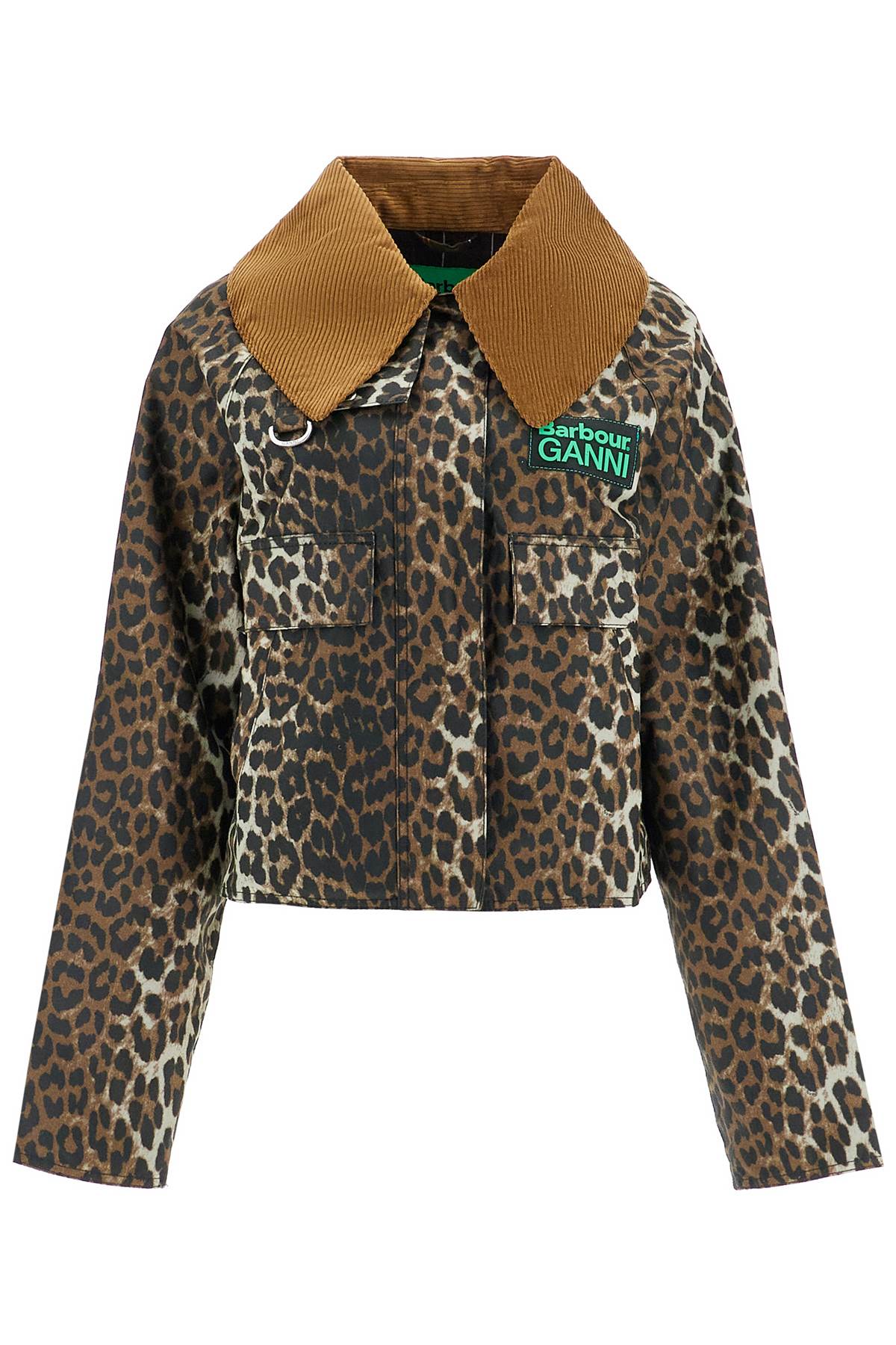 Barbour x Ganni animal print waxed cotton jacket