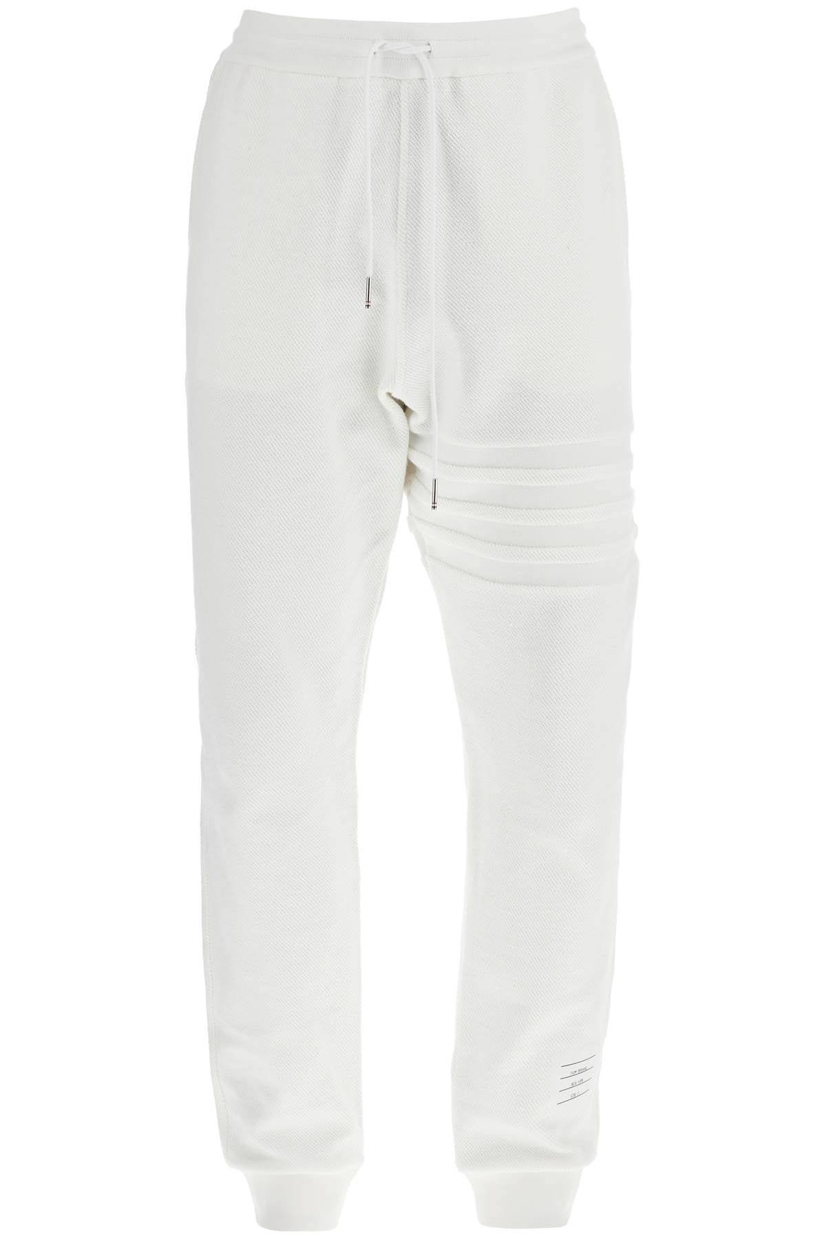 Thom Browne white cotton sweatpants with 4 stripes