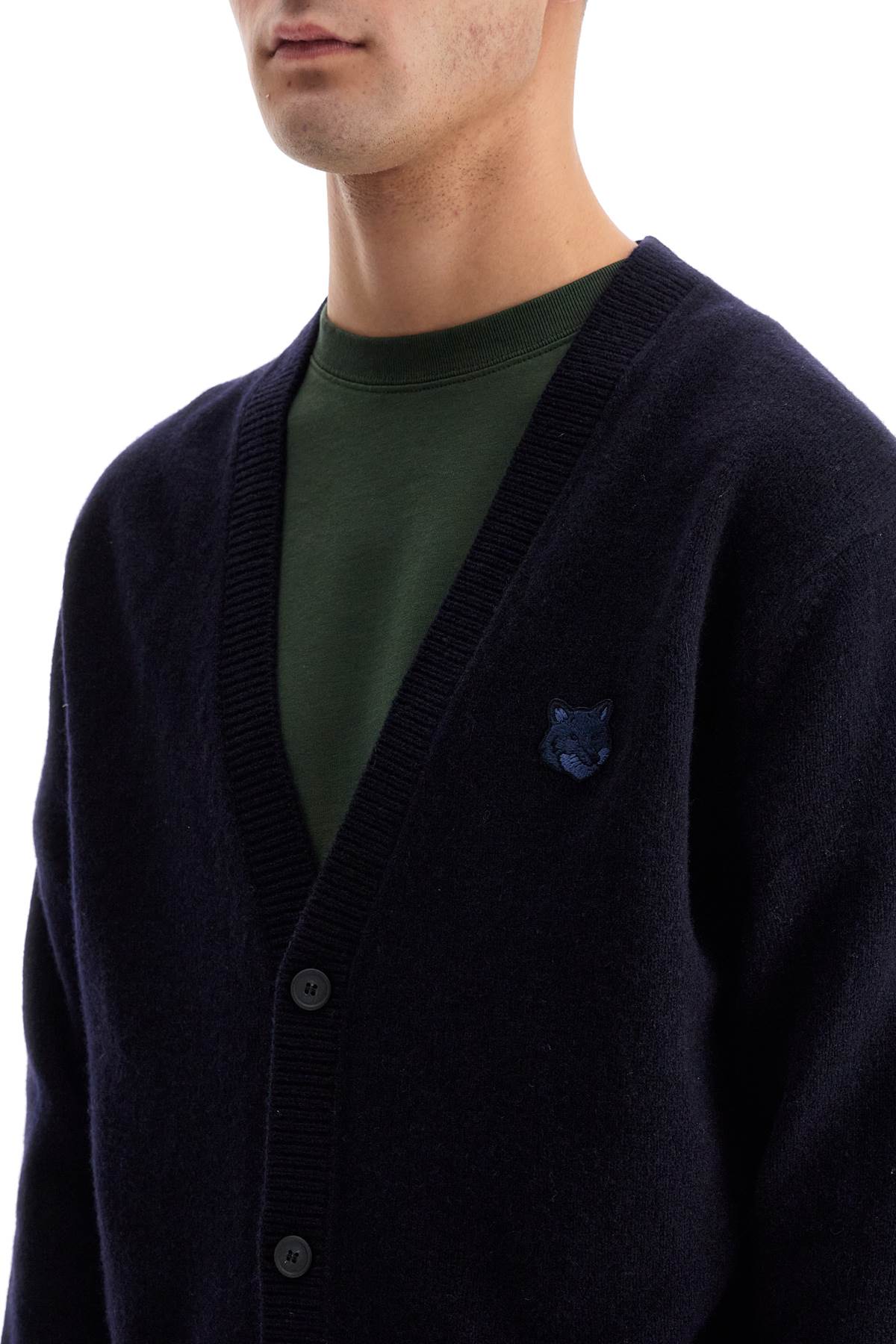 Maison Kitsune bold fox head wool cardigan