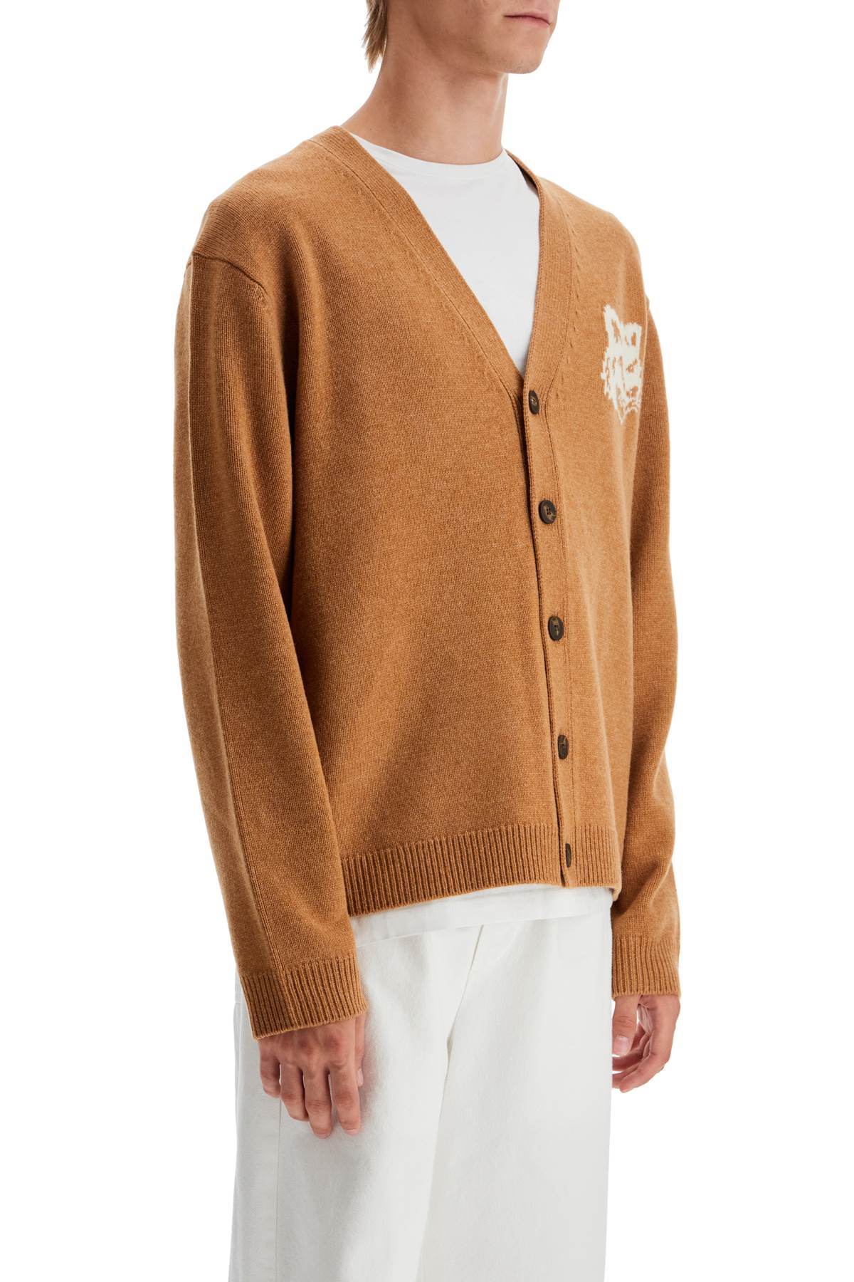 Maison Kitsune 'fox head wool cardigan with