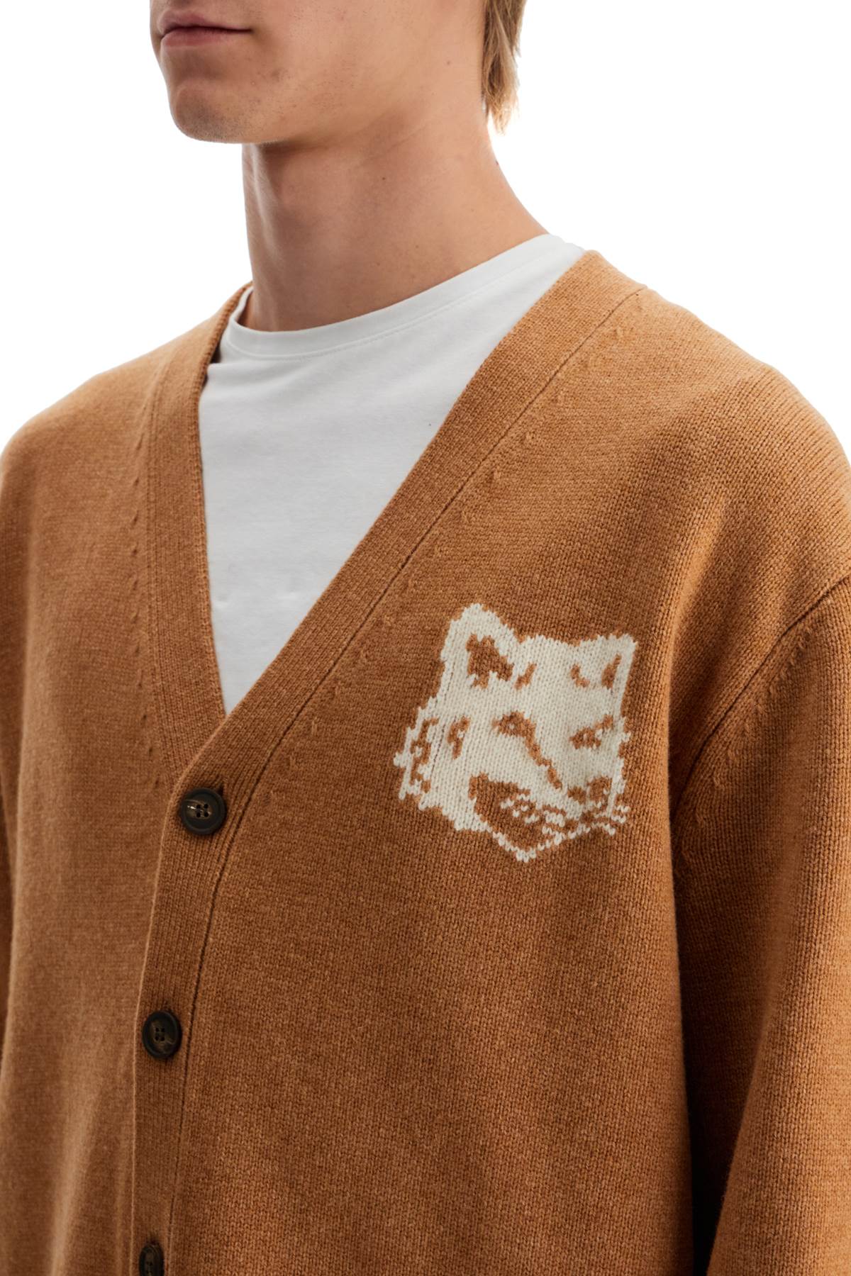 Maison Kitsune 'fox head wool cardigan with