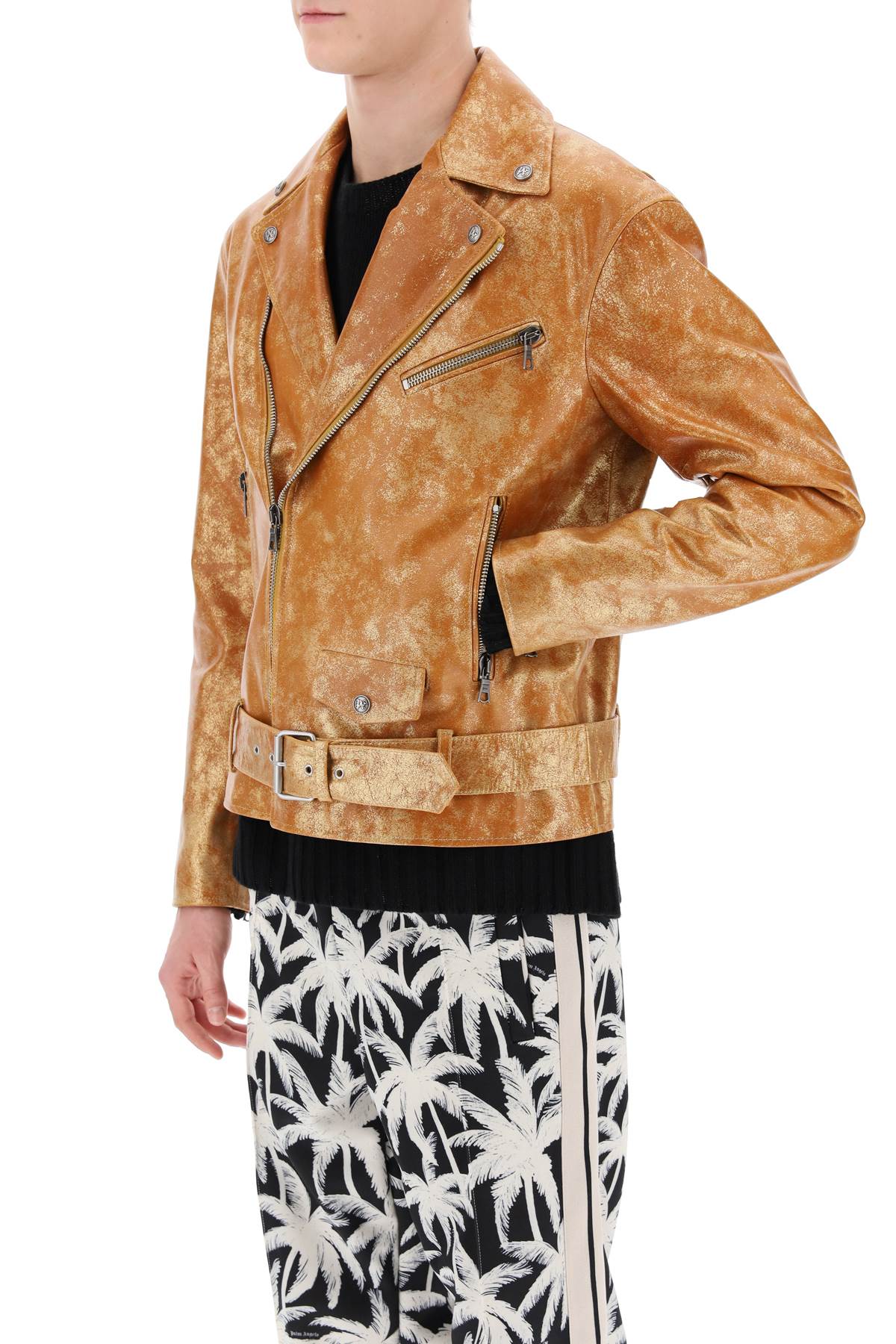 Palm Angels Palm Angels pa city biker jacket in laminated leather