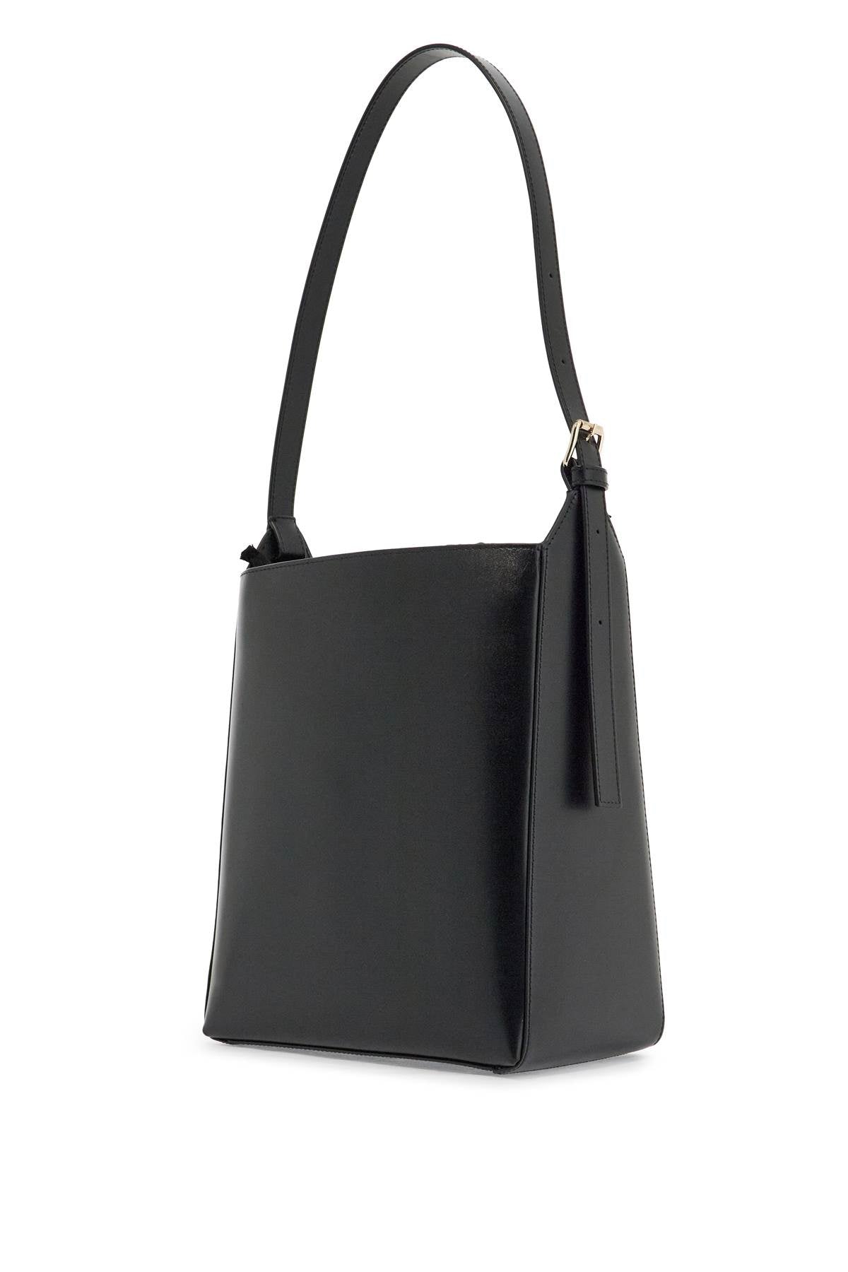 A.P.C. minimalist black leather crossbody bag with adjustable strap