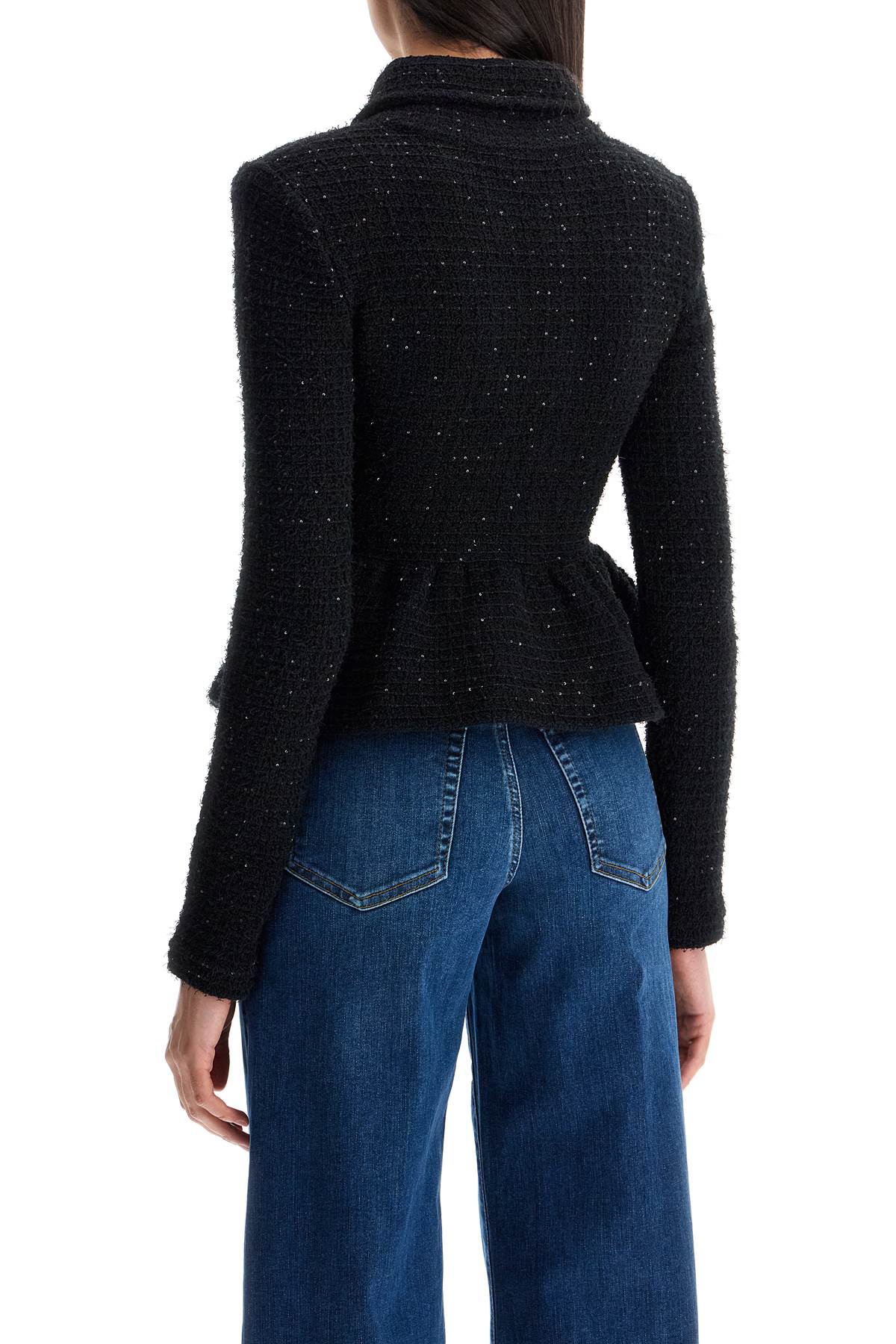 Self Portrait textured knit peplum jacket