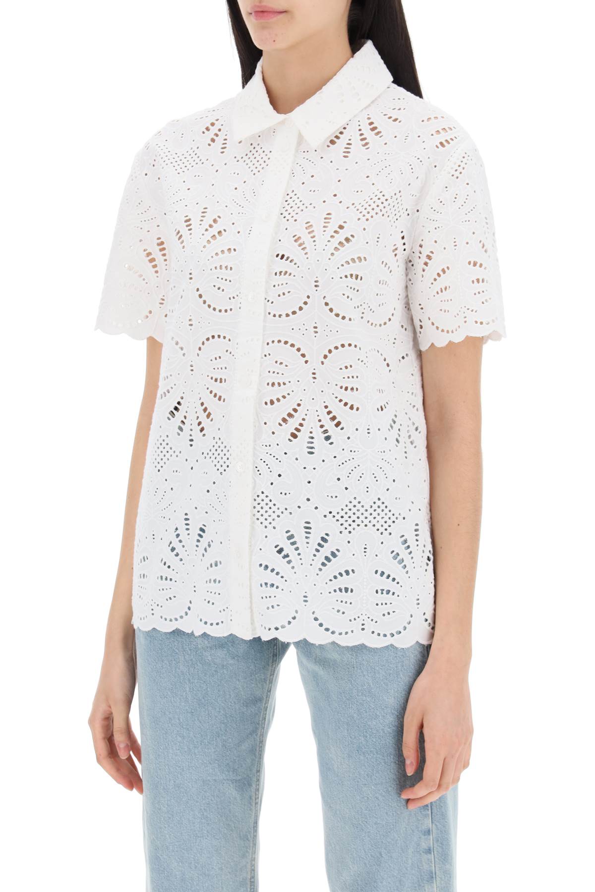 Self Portrait Self Portrait short-sleeved sangallo lace shirt