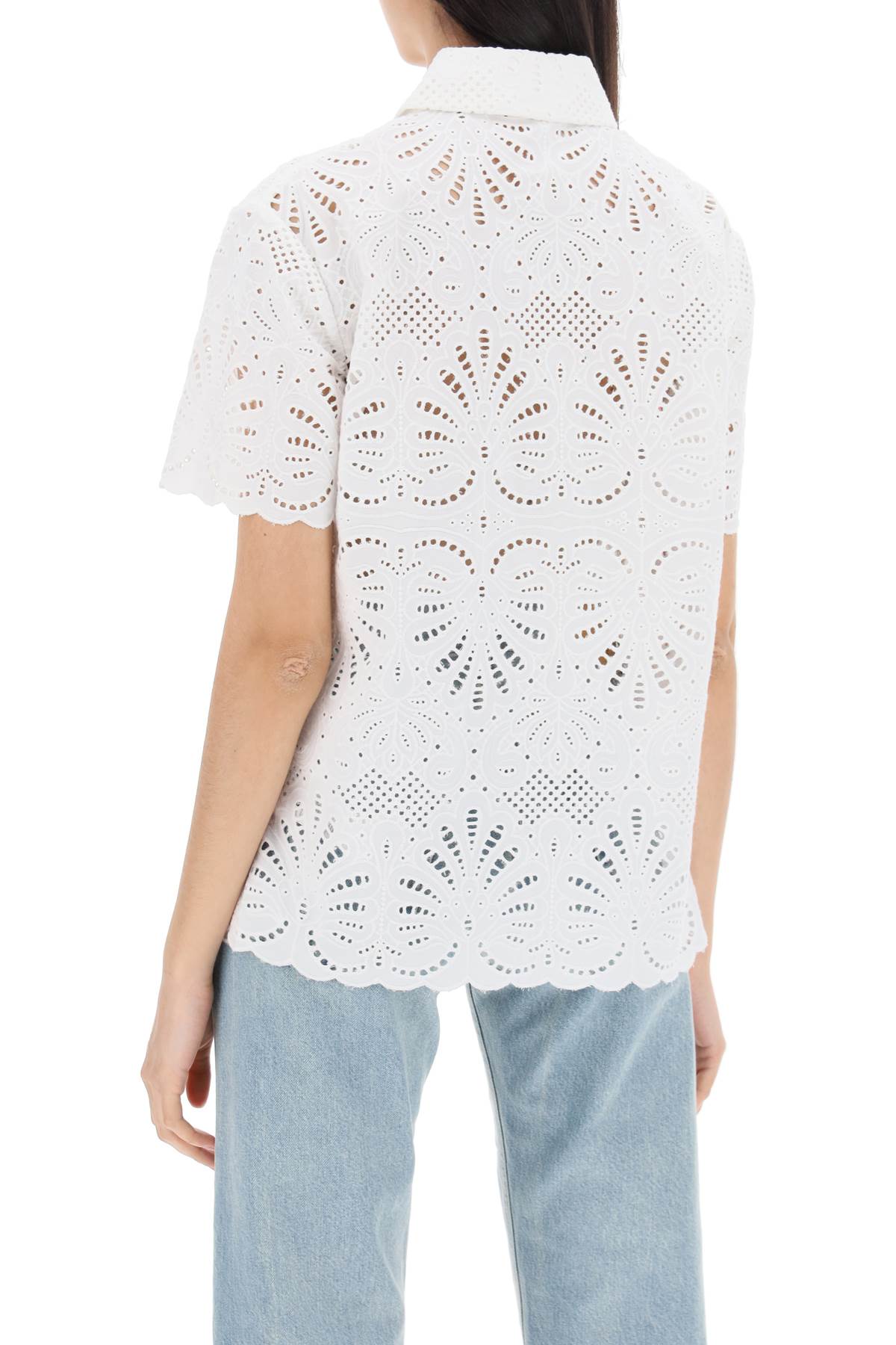 Self Portrait Self Portrait short-sleeved sangallo lace shirt