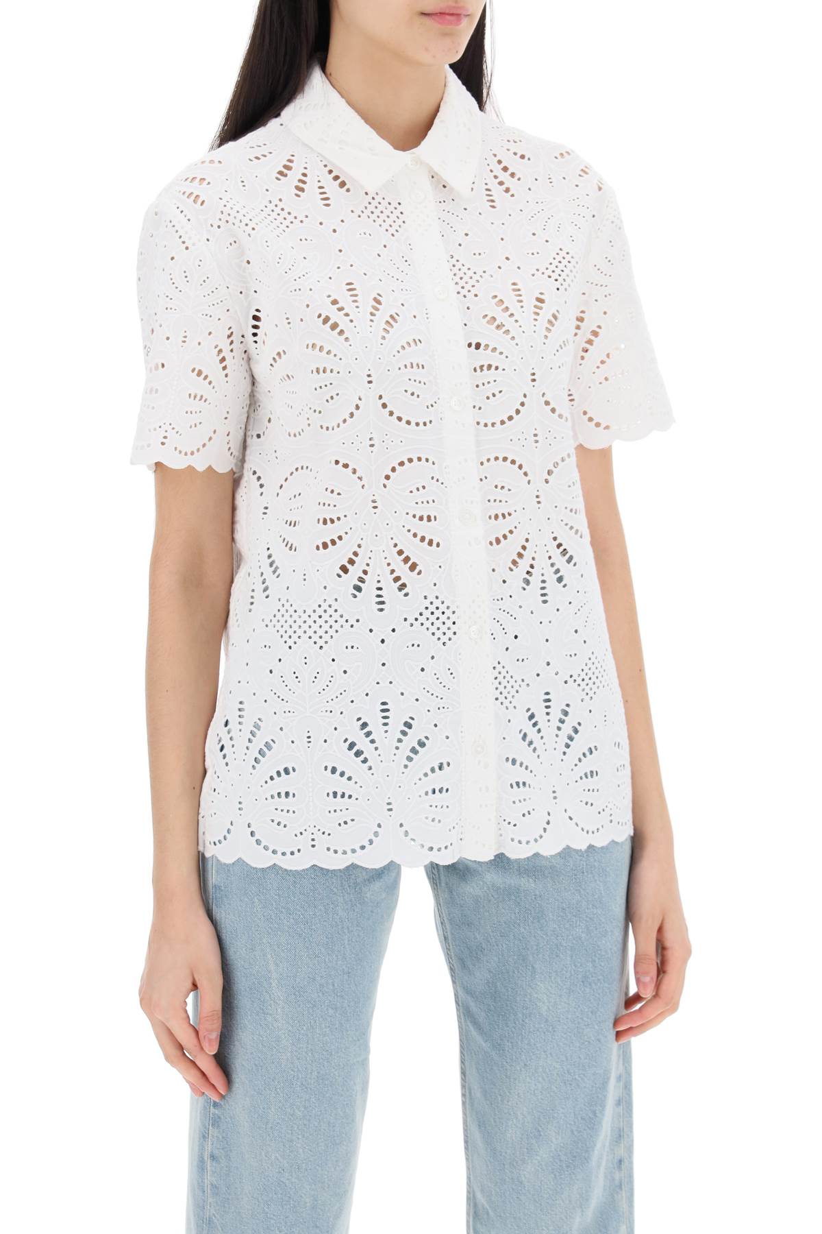 Self Portrait Self Portrait short-sleeved sangallo lace shirt