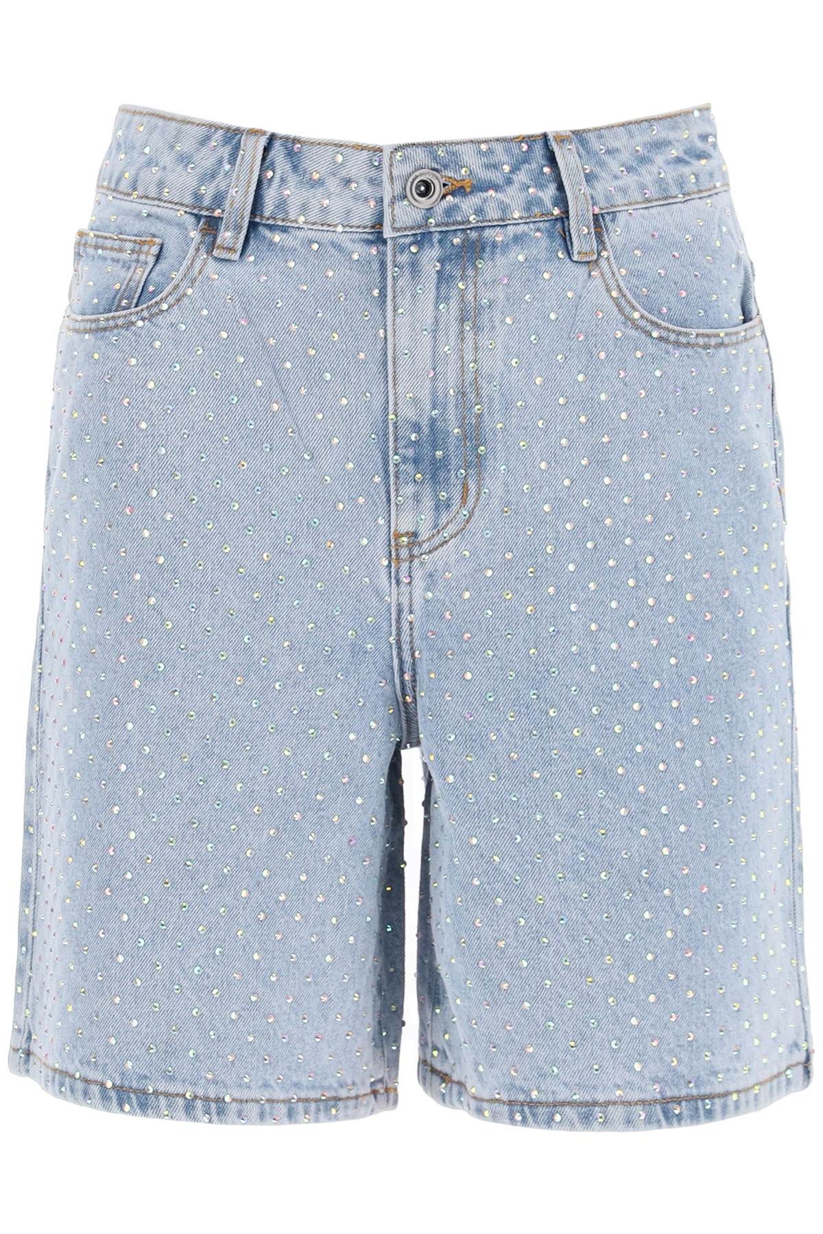 Self Portrait Self Portrait denim bermuda shorts with rhin