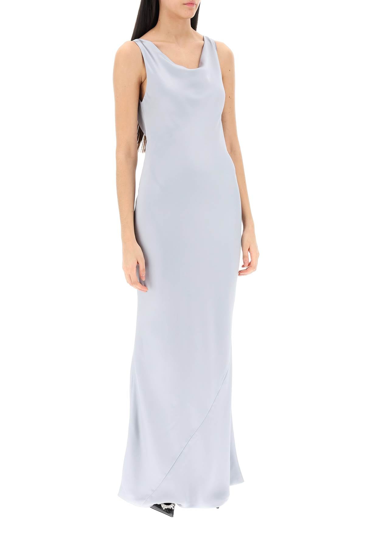 Norma Kamali drape neck satin gown