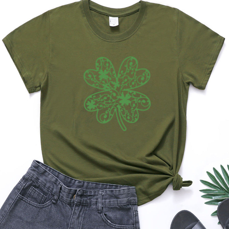 Women's Shamrock Print Short Sleeve T-Shirt