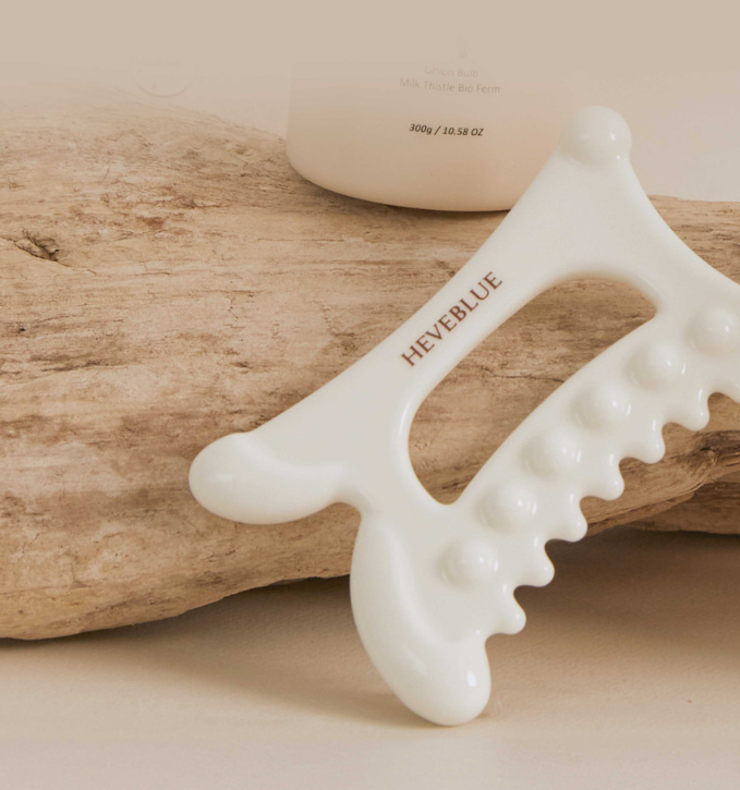HEVEBLUE Natural White Clay Homecare Relaxing Gua Sha