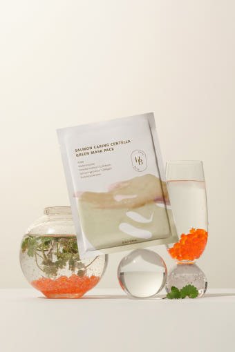 HEVEBLUE Salmon Caring Centella Green Mask Pack 25ml X 7ea - JOSEPH BEAUTY