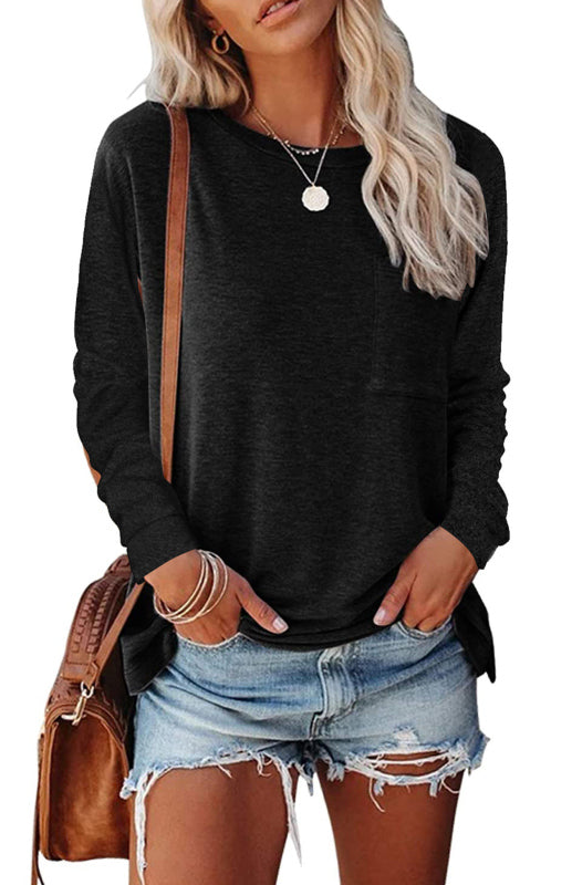 Women's Fashion Casual Solid Color Pocket Tops