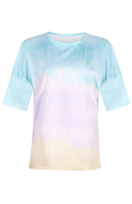 Women's Tie Dye Gradient Print Loose Tee Shirt For Women
