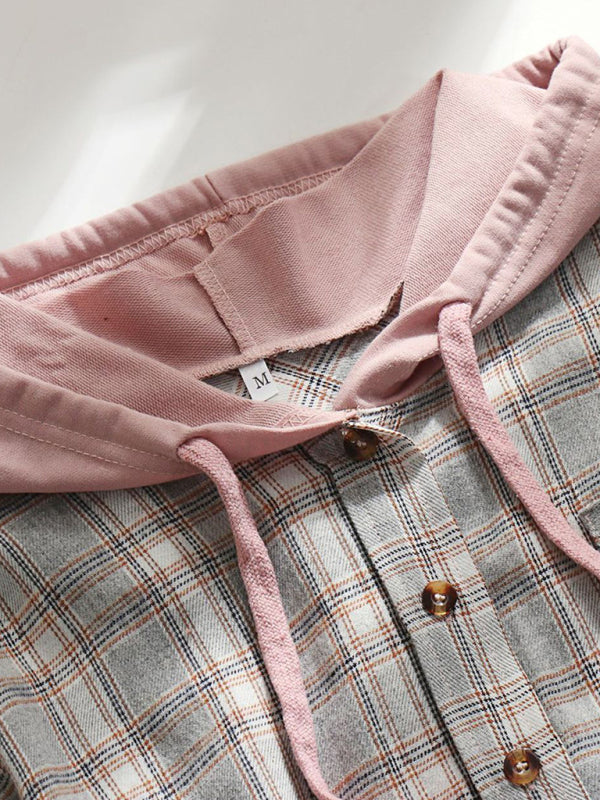 Women's Hoodie Button-Down Casual Shirt Jacket