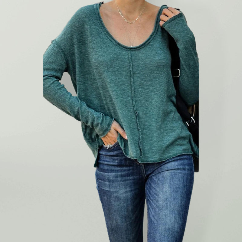 Women'S Casual V-Neck Long-Sleeved Top