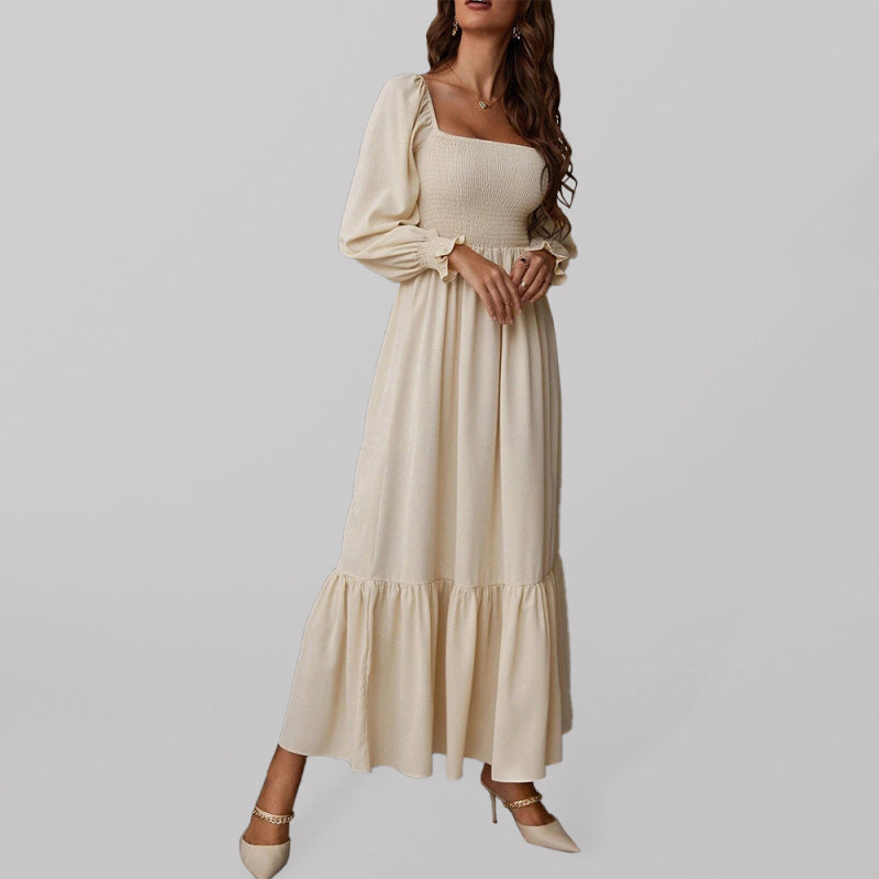 Fashion Hollow Outer Neck Long Sleeve Pullover Dress