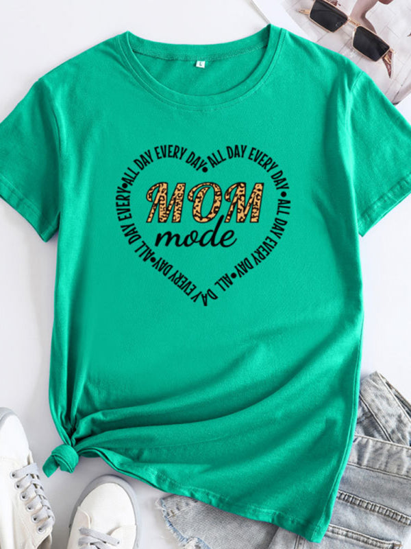 Women's Mother's Day Love New English Letters Printed Round Neck Short Sleeve T-Shirt
