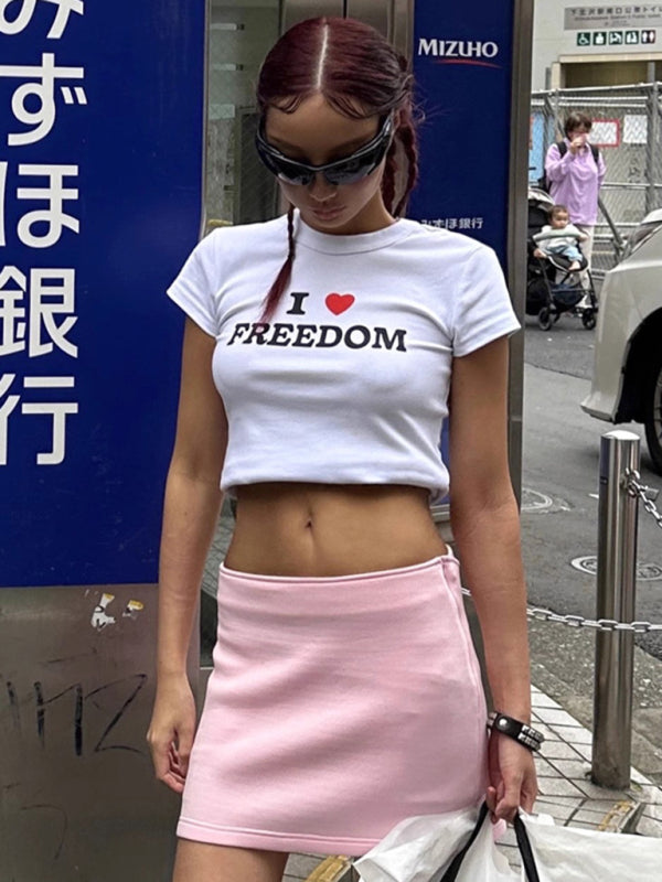 Women's new street style sexy navel-baring short-sleeved T-shirt