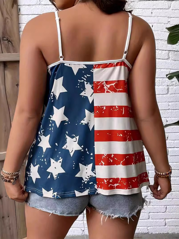 American Independence Day Flag Digital Print Off-The-Shoulder Tank Top