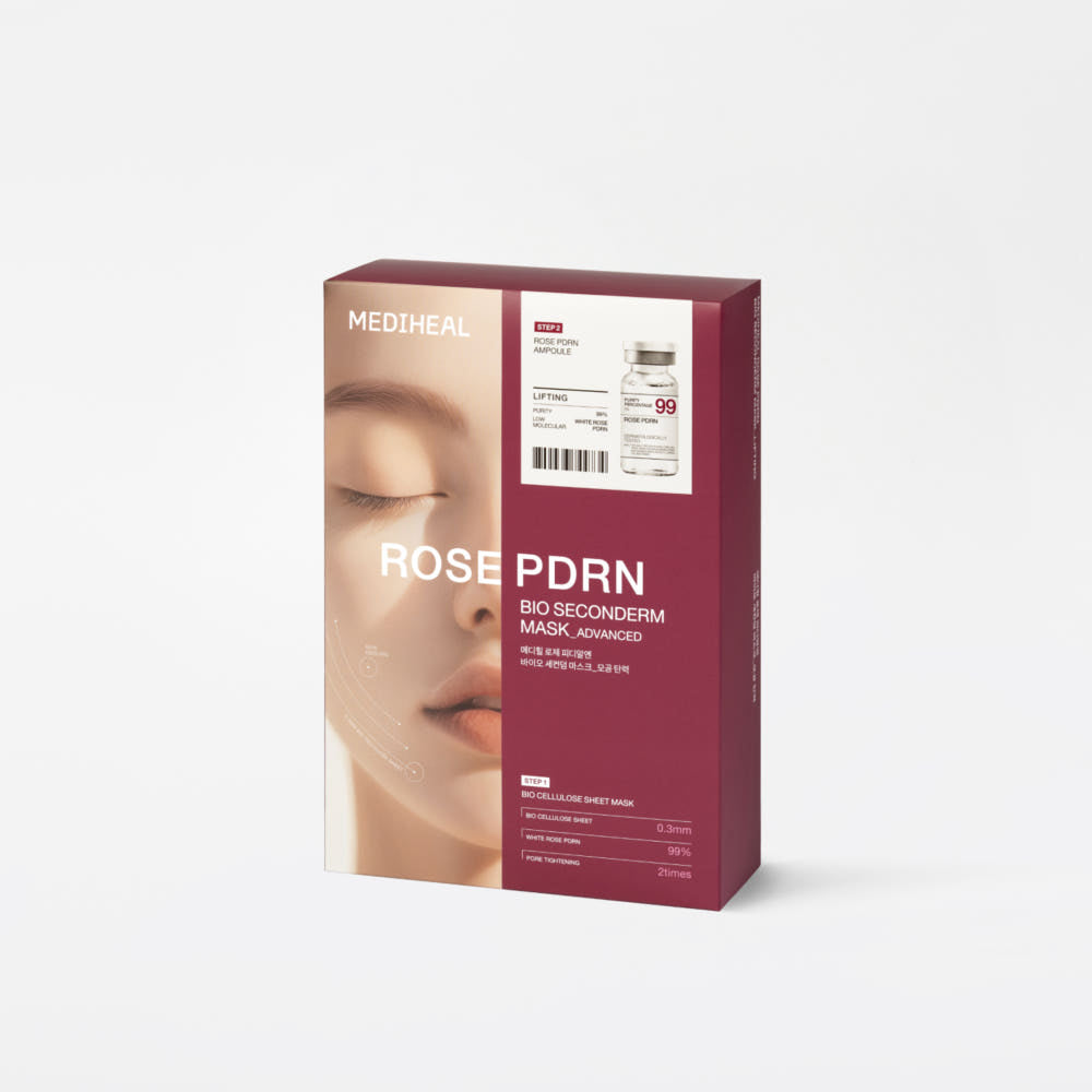 MEDIHEAL Rose PDRN Bio Seconderm Mask Pore Tightening (Ampoule 4ml + Mask 23ml) X 10ea