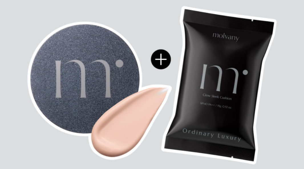 molvany Glow Sleek Cushion SPF50+ PA+++ 15g+15g(Refill) (3colors)