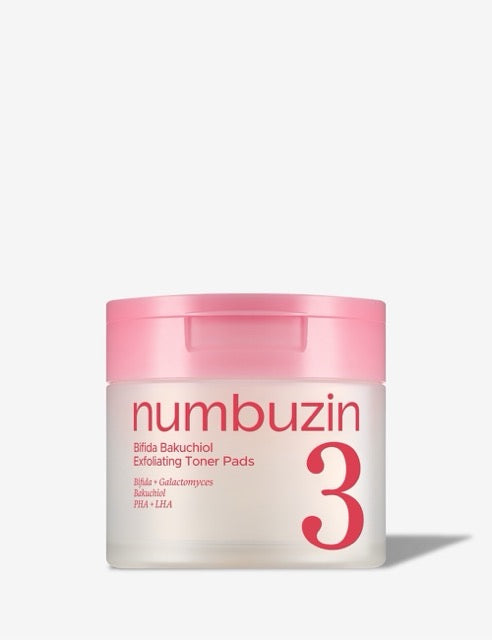 numbuzin No.3 Bifida Bakuchiol Exfoliating Toner Pads 190ml/70ea