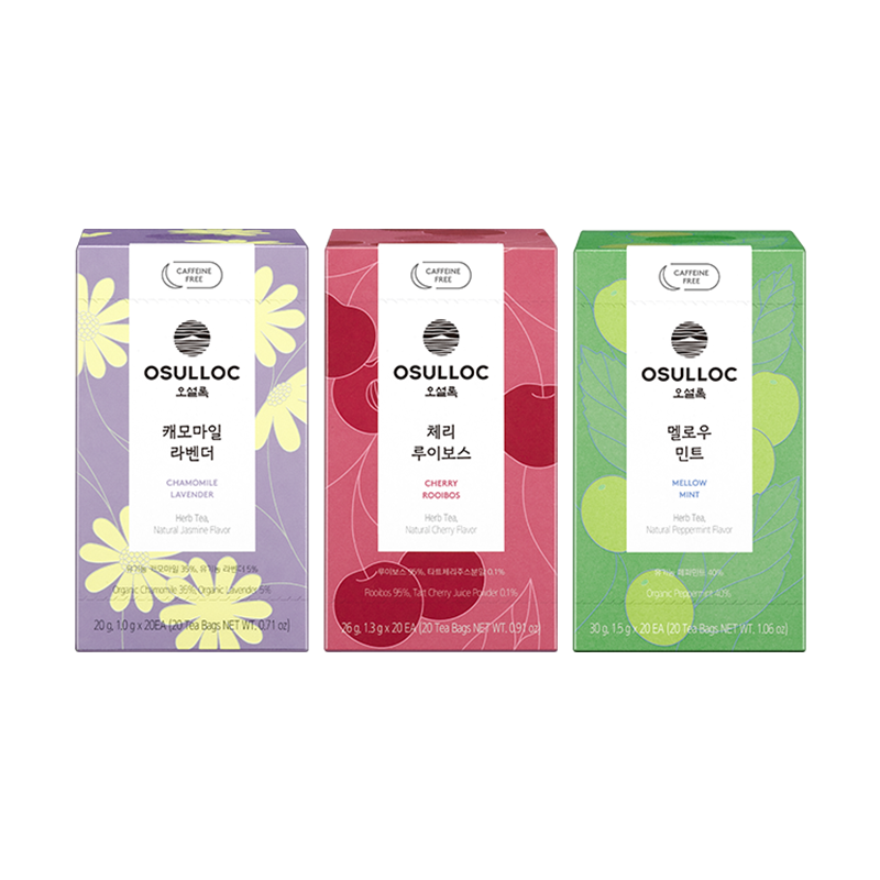 OSULLOC Herbal Tea Life Set (60 count, 3 flavors X 20ea)