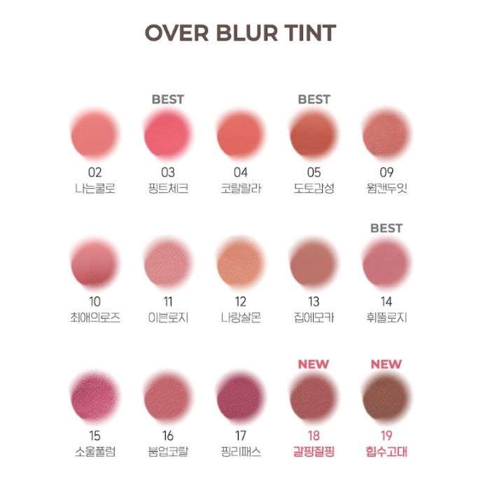 peripera Over Blur Tint 3.5g (12colors)