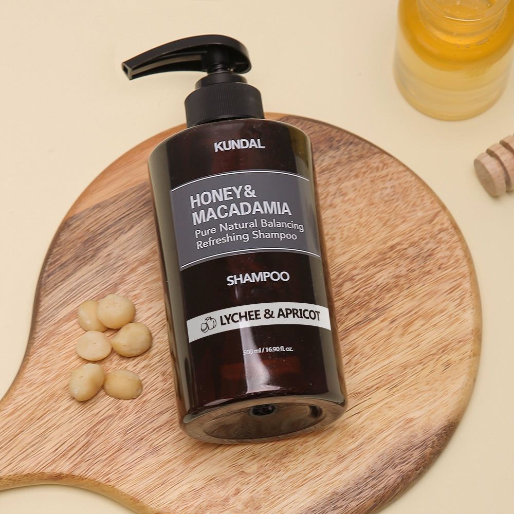 KUNDAL HONEY&amp;MACADAMIA Reines, natürliches, ausgleichendes, erfrischendes Shampoo, 500 ml #LYCHEE &amp; APRICOT