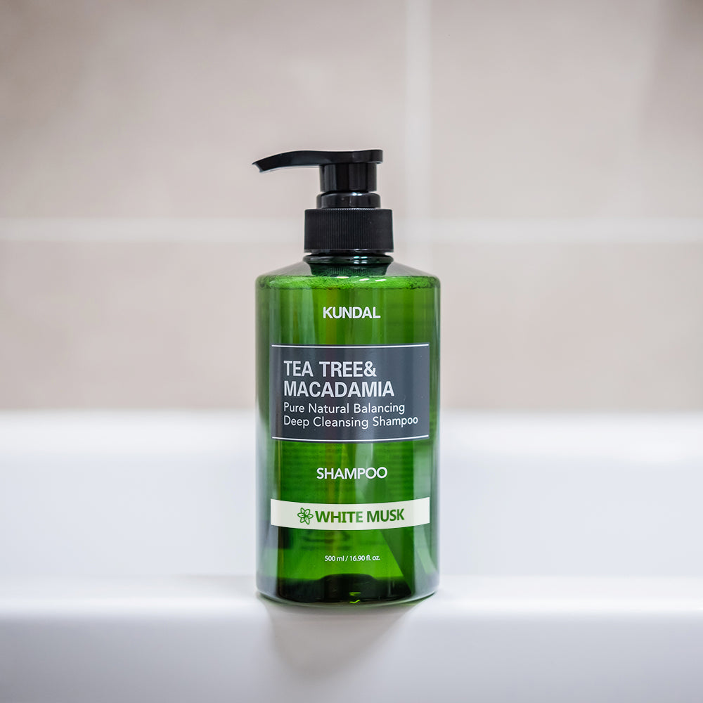 Kundal Teebaum &amp; Macadamia, reines, natürliches, ausgleichendes Tiefenreinigungsshampoo, 500 ml, Weißer Musk