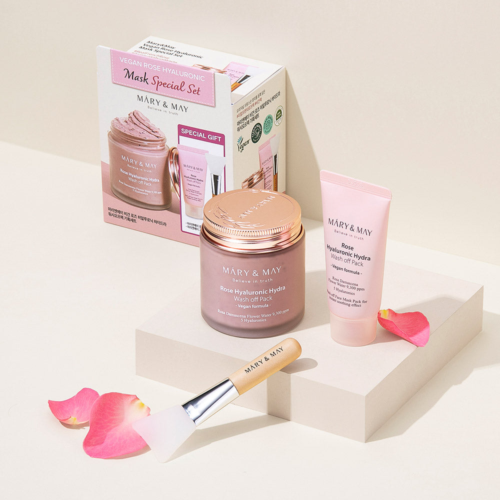 [MARY & MAY] Vegan Rose Hyaluronic Mask Special Set (125g+30g)