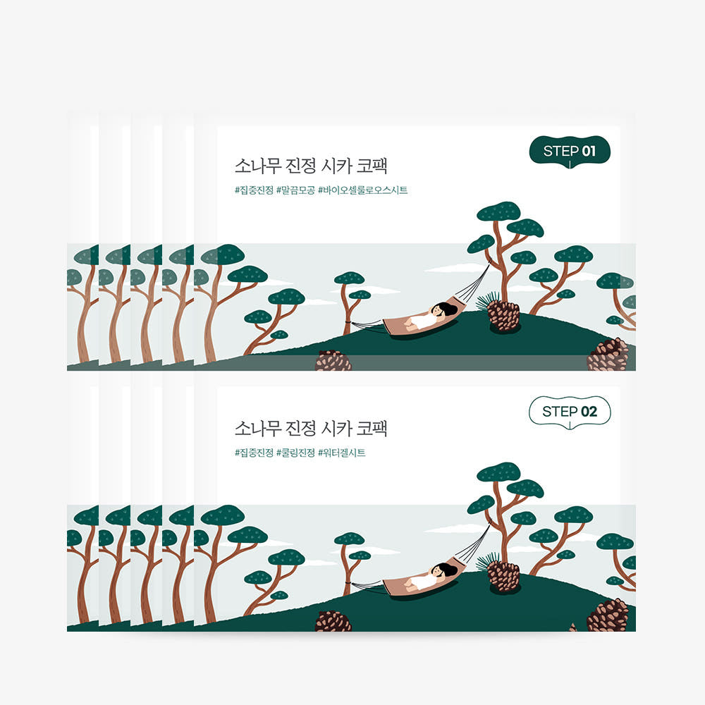 Round Lab Pine Tree Soothing Cica Biocellulose Nose Pack 2-Step Kit (1Step 4ml x 5ea / 2Step 4ml x 5ea)