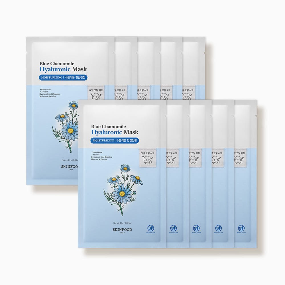 SKINFOOD Blue Chamomile Hyaluronic Mask Sheet 25g X 10ea - JOSEPH BEAUTY