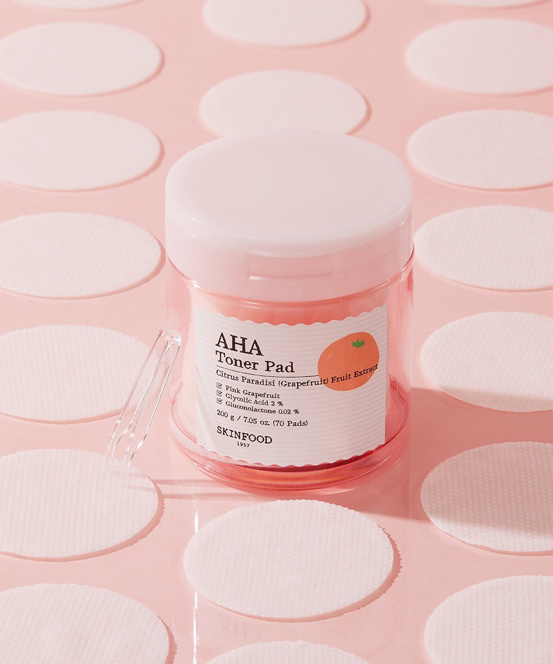 SKINFOOD Pink Grapefruit AHA Toner Pad 200g/70P - JOSEPH BEAUTY