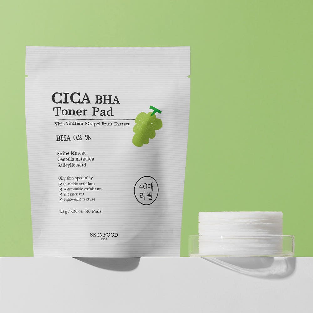SKINFOOD Shine Muscat Cica BHA Toner Pad 125g/40ea (Refill) - JOSEPH BEAUTY