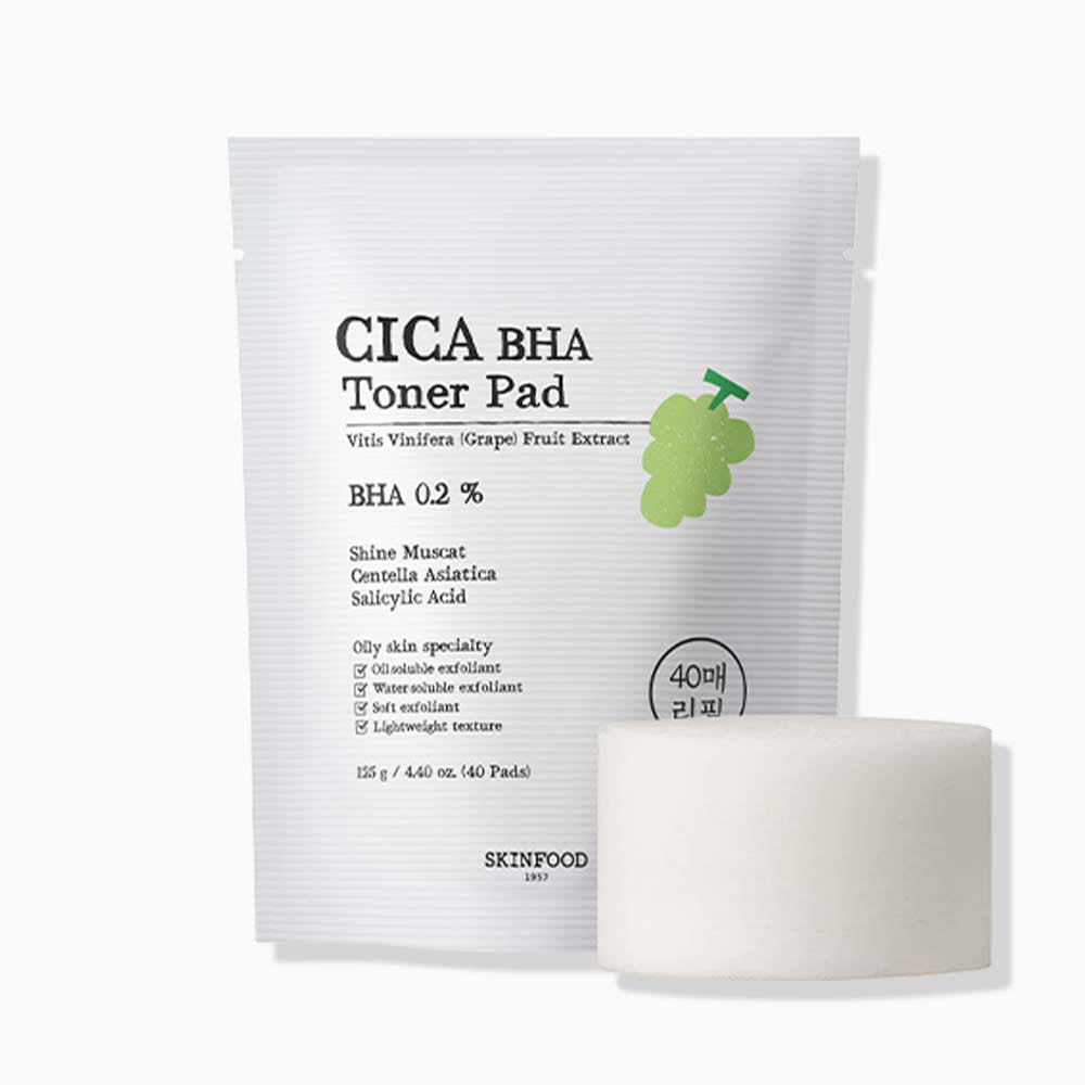 SKINFOOD Shine Muscat Cica BHA Toner Pad 125g/40ea (Refill) - JOSEPH BEAUTY