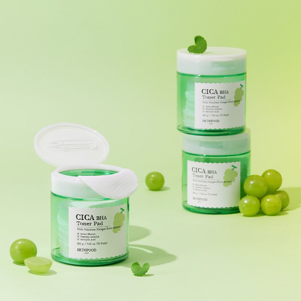 SKINFOOD Shine Muscat Cica BHA Toner Pad 200g/70ea - JOSEPH BEAUTY
