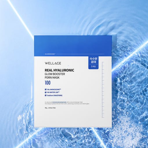 WELLAGE Real Hyaluronic Glow Booster PDRN Mask 38ml X 5ea - JOSEPH BEAUTY