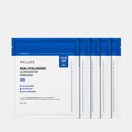 WELLAGE Real Hyaluronic Glow Booster PDRN Mask 38ml X 5ea - JOSEPH BEAUTY